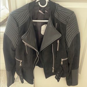 Ivory & Chain Leather/Suede Jacket